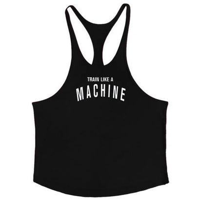 Train Like A MACHINE Printed Y Back Mens Tank Tops