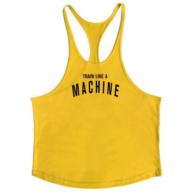 Train Like A MACHINE Printed Y Back Mens Tank Tops