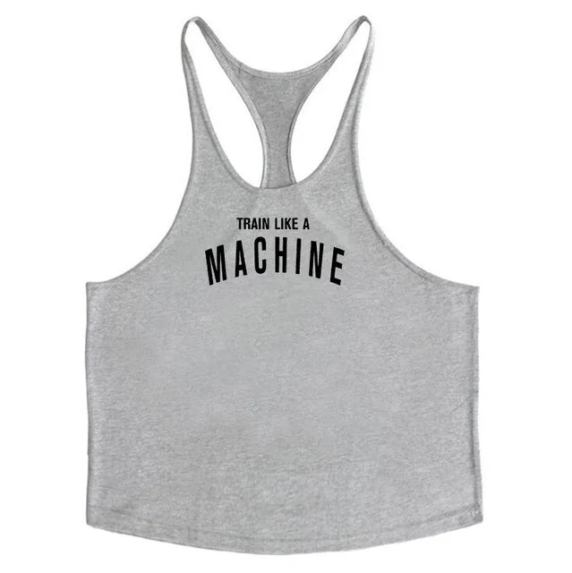 Train Like A MACHINE Printed Y Back Mens Tank Tops