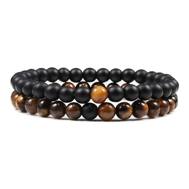 Tiger Eye Beaded Lava Stone Couple Bracelets