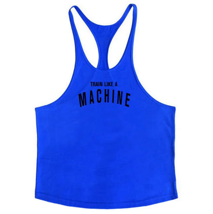 Train Like A MACHINE Printed Y Back Mens Tank Tops