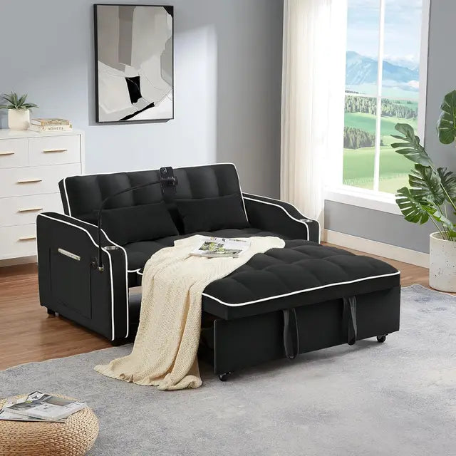 L-Shape Convertible Sleeper Sectional Sofa with Storage