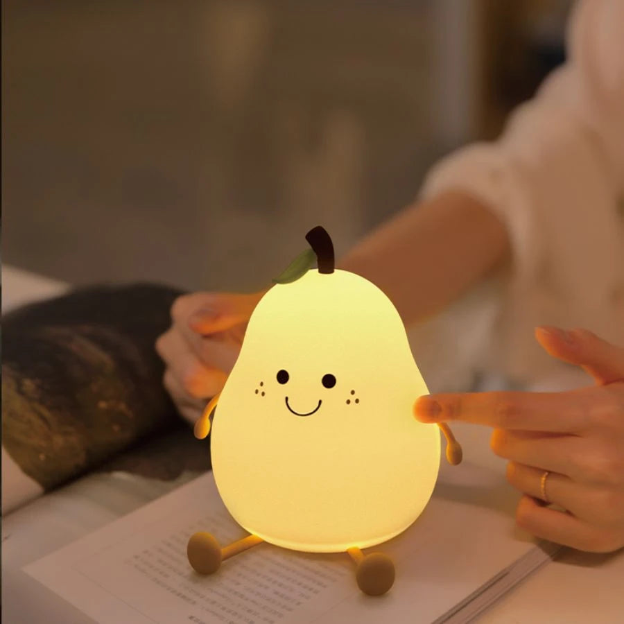 USB Rechargeable Pear Fruit Silicone Night Light