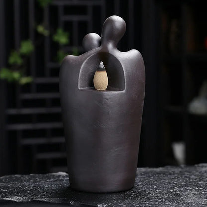 Ceramic Lover Couple Backflow Incense Burner