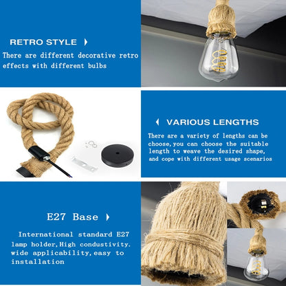 Retro Style Authentic Rope Pendant For Lights
