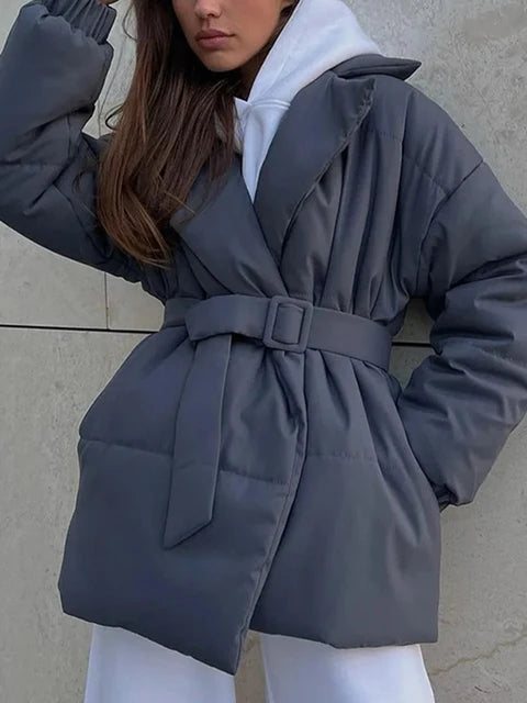 Vintage Style Cotton Filling Puffy Warm Coat For Women