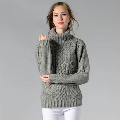 High Necked Knitted Women Long Sleeve Sweaters