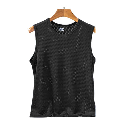 Men's Ice Silk Tank Top – Breathable, Quick-Drying Mesh Sports Vest, Sleeveless Cooling T-Shirt for Home and Outdoor Activities, 2025