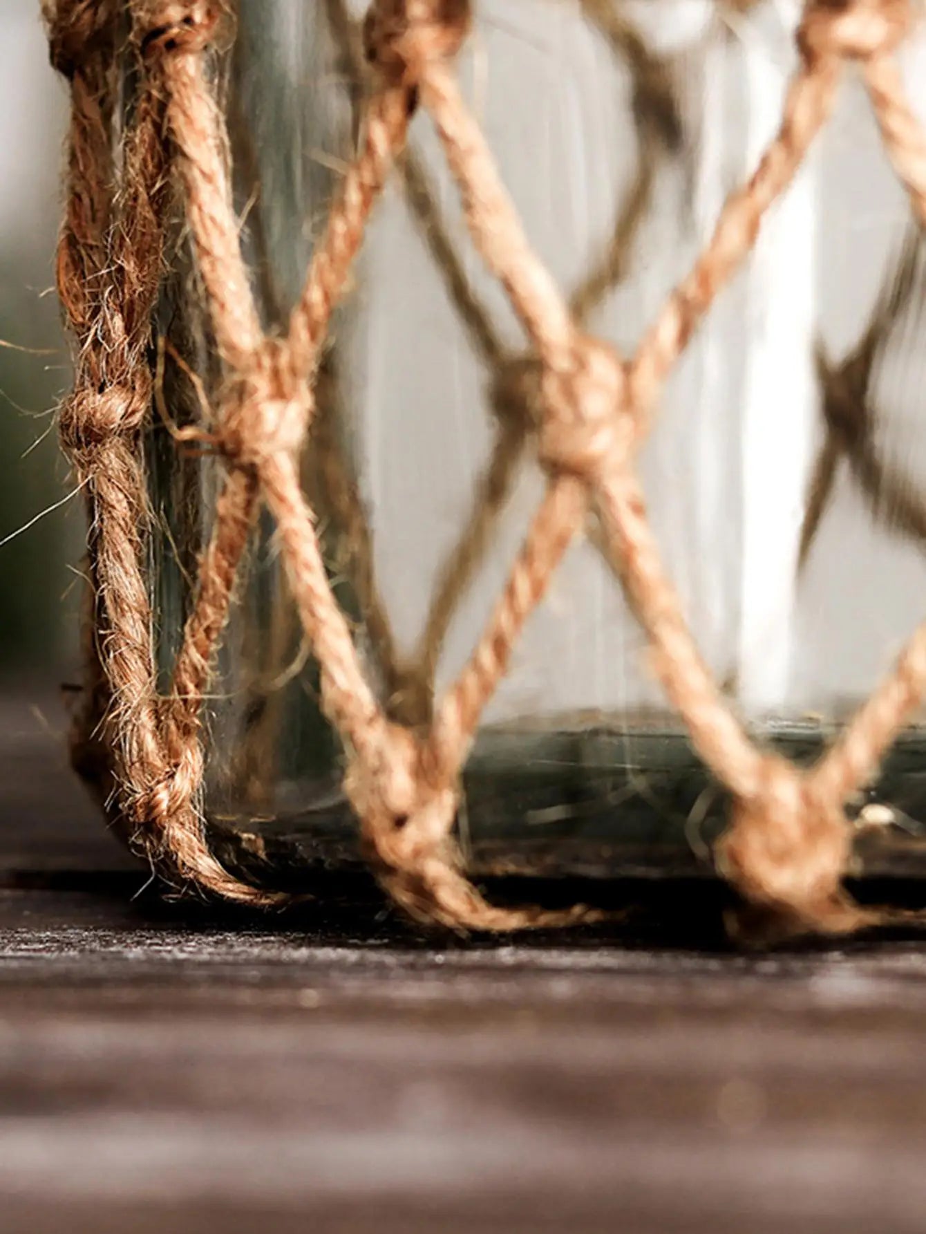 Rustic Rope and Glass Hanging Vase