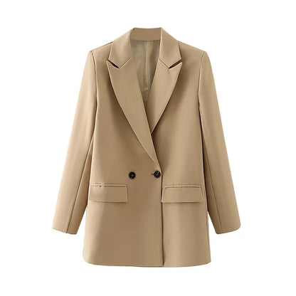 Office Wear Style Double Breasted Khaki Blazer jacket