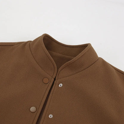 Cool Brown Vintage Single Breasted Stand Collar Jackets