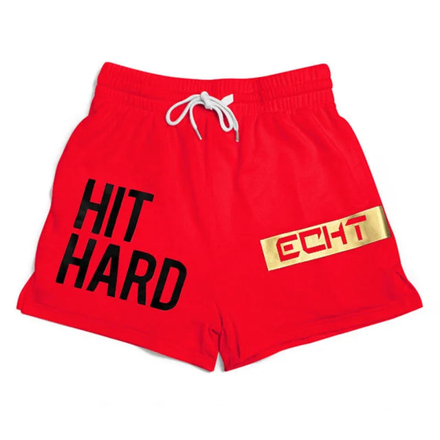 HIT HARD Printed Breathable Men Fitness Exercise Shorts