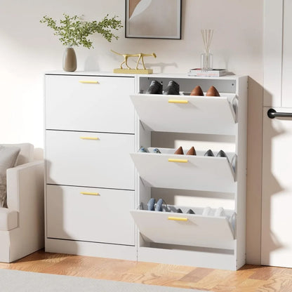 Modern Style High Quality 3 Flip Drawers Shoe Cabinet