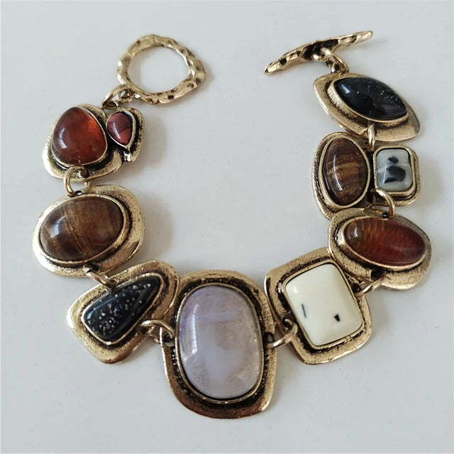 Resin Stone Charm Metal Bracelets