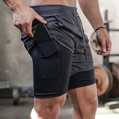 2 In 1 Quick Dry Workout Training Men Shorts