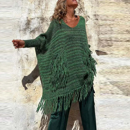 Tassel Down Design Vintage Knitted Sweater