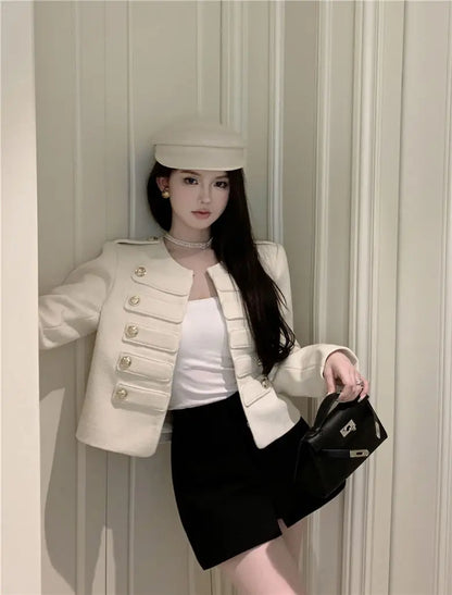 Double Breasted White Tweed Jacket