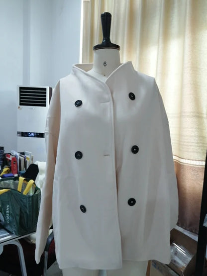 Casual Double Breasted Stand Collar Short Jacket