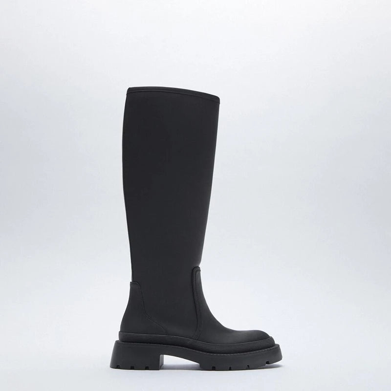 Women Winter Fashion Knee High Motorcycle Long Boots