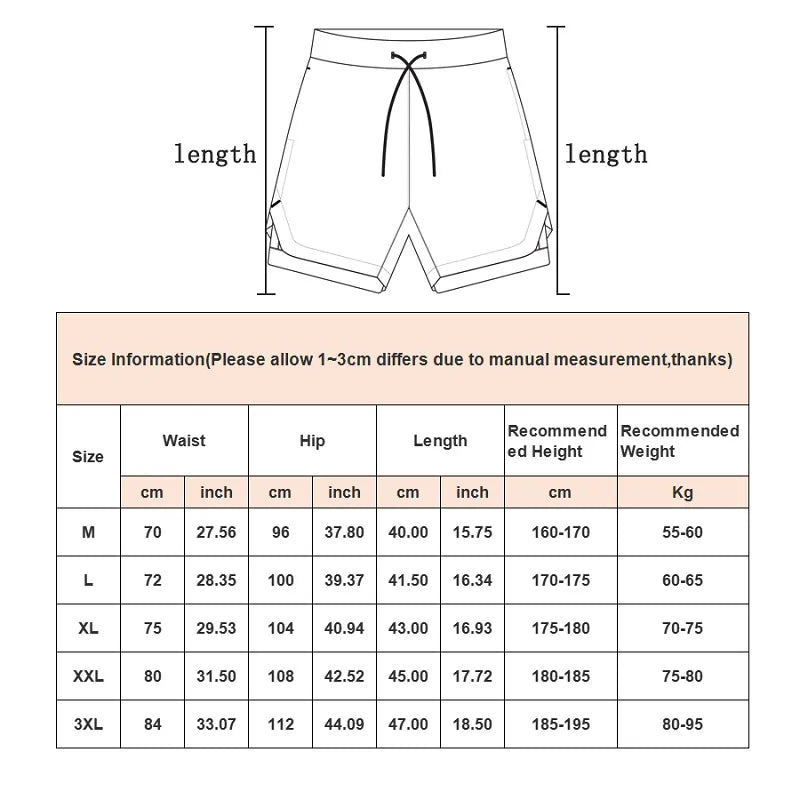 2 In 1 Quick Dry Workout Training Men Shorts