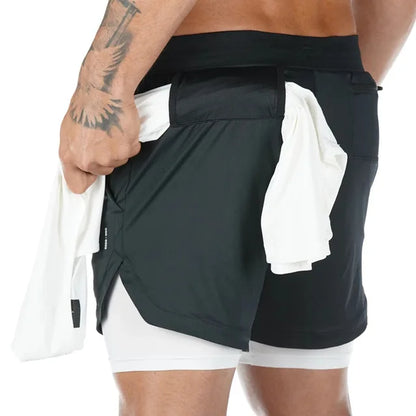 2 In 1 Quick Dry Workout Training Men Shorts