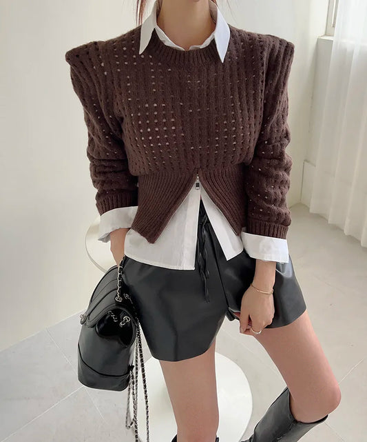 Hollow Out Crochet Knit Crop Sweaters