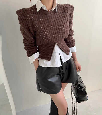 Hollow Out Crochet Knit Crop Sweaters