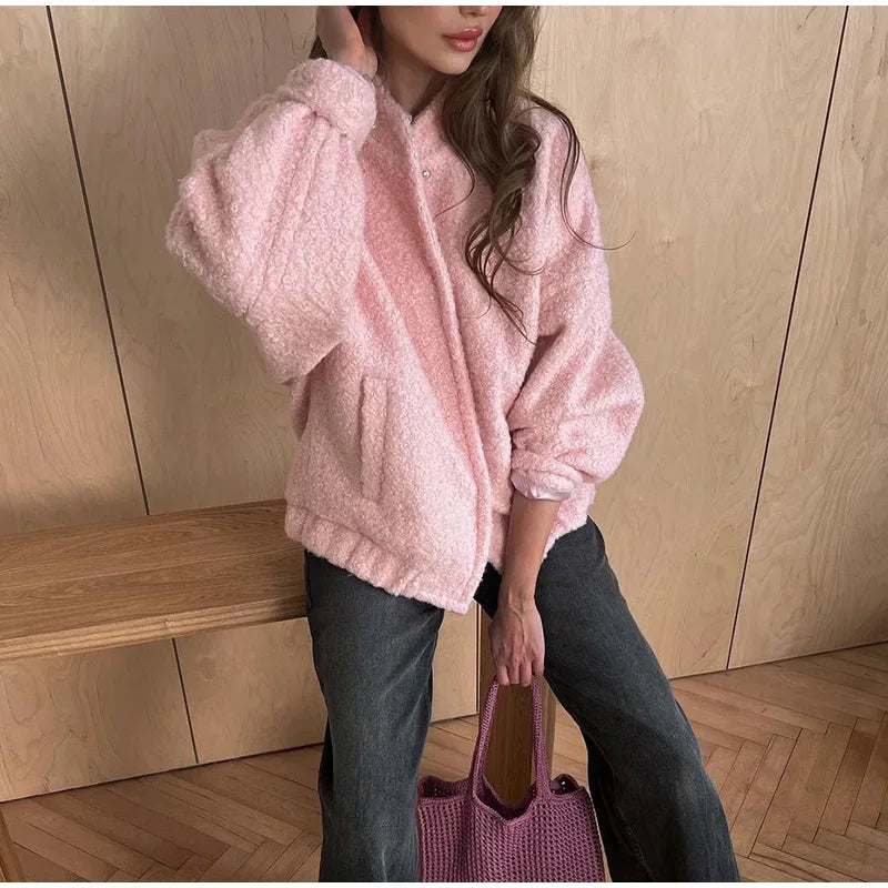 Luxury O-Neck Fluffy Jacket