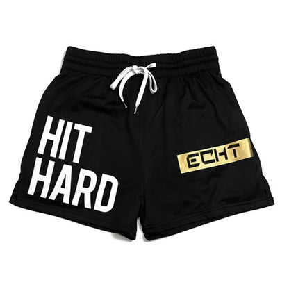 HIT HARD Printed Breathable Men Fitness Exercise Shorts