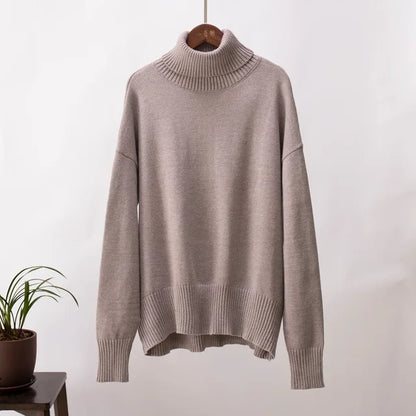 New Arrival Autumn/Winter Polo/Turtle Neck Pullover Sweater – Comfortable Loose-Fit, Classic Elegant Solid Color Sweater