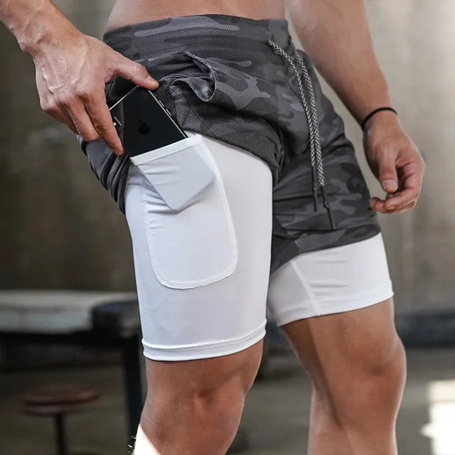 2 In 1 Quick Dry Workout Training Men Shorts