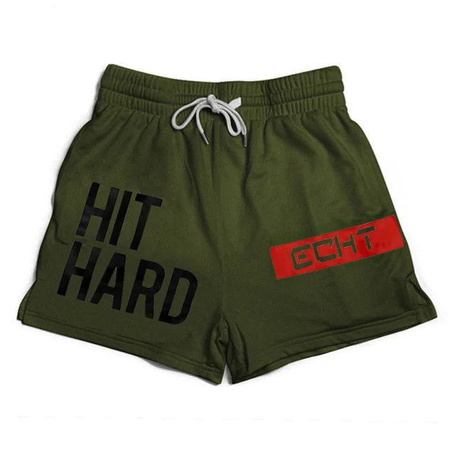 HIT HARD Printed Breathable Men Fitness Exercise Shorts