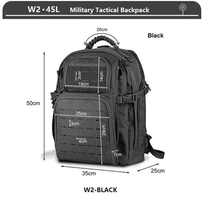 38/45L Waterproof Military Tactical Backpack For Hiking Camping Travel