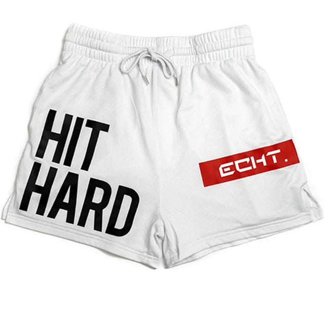 HIT HARD Printed Breathable Men Fitness Exercise Shorts