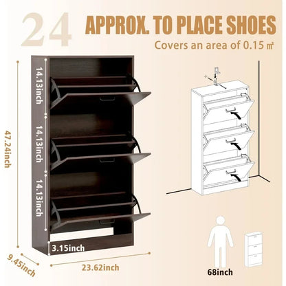 2-3 Flip Drawers Shoe Storage Cabinet for Entryway