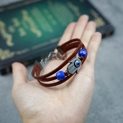 Evil Eye Charm Leather Bracelets