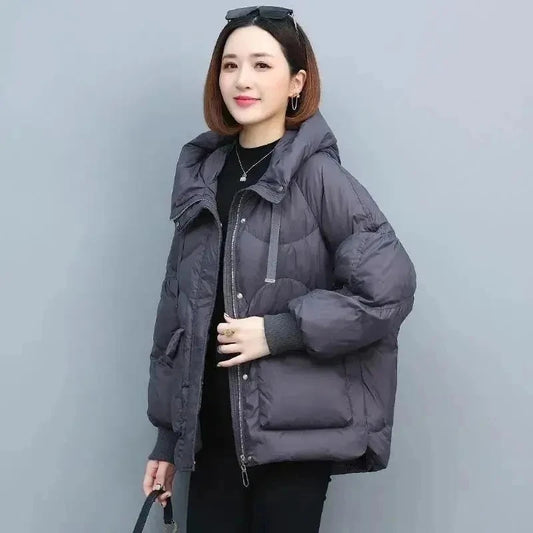 2025 New Women's Short Winter Cotton Jacket – Hooded, Thickening Warm Coat, Graceful Formal Parkas for Middle-Aged Women