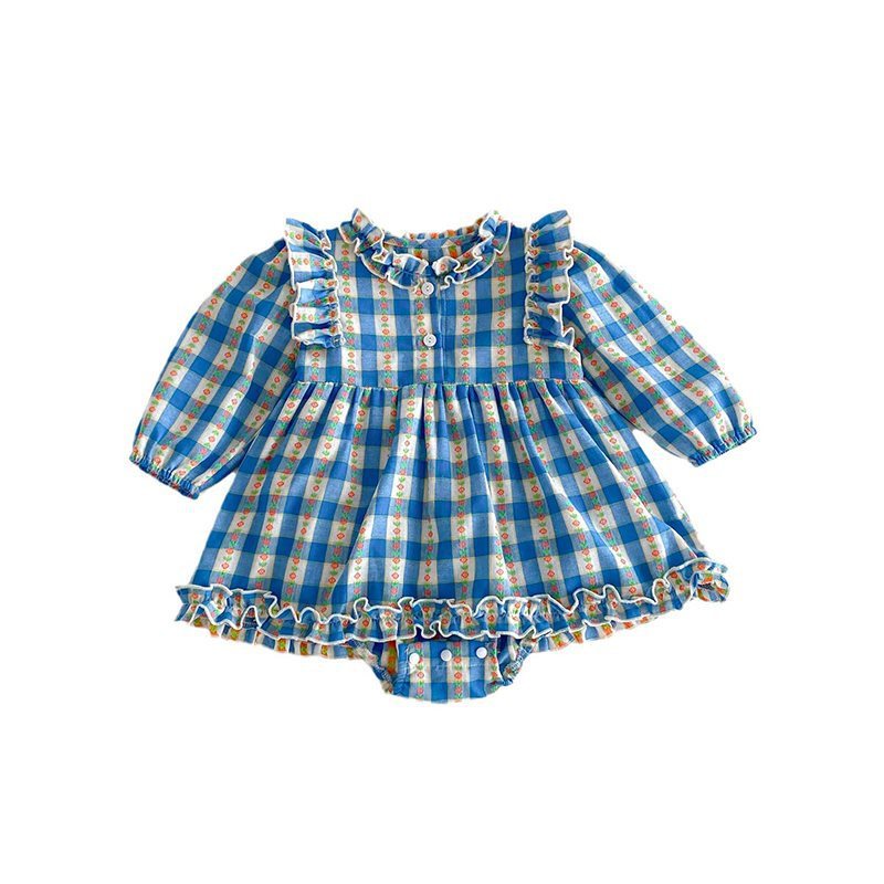 Cozy Plaid Rabbit Fur Cotton Baby Jumpsuit – Spring & Autumn Essential