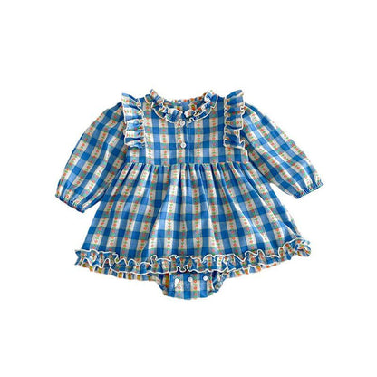 Cozy Plaid Rabbit Fur Cotton Baby Jumpsuit – Spring & Autumn Essential