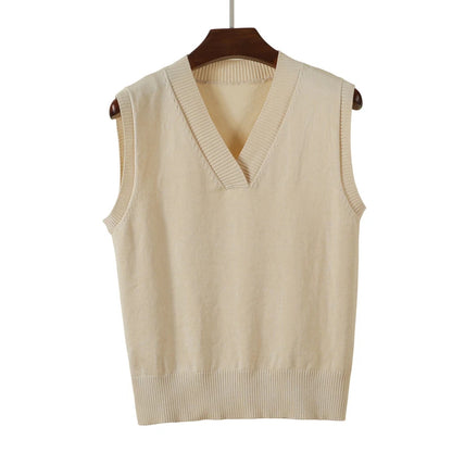 Aesthetic Sweater Blouse for Women – Warm Preppy Style Vest Top, Korean Padded Pullover, Sleeveless Female Clothing