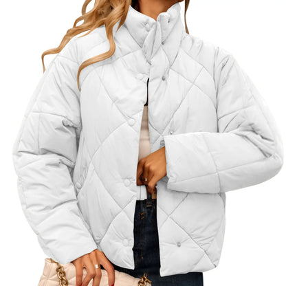 Stand Collar Button Down Winter Puffer Coats