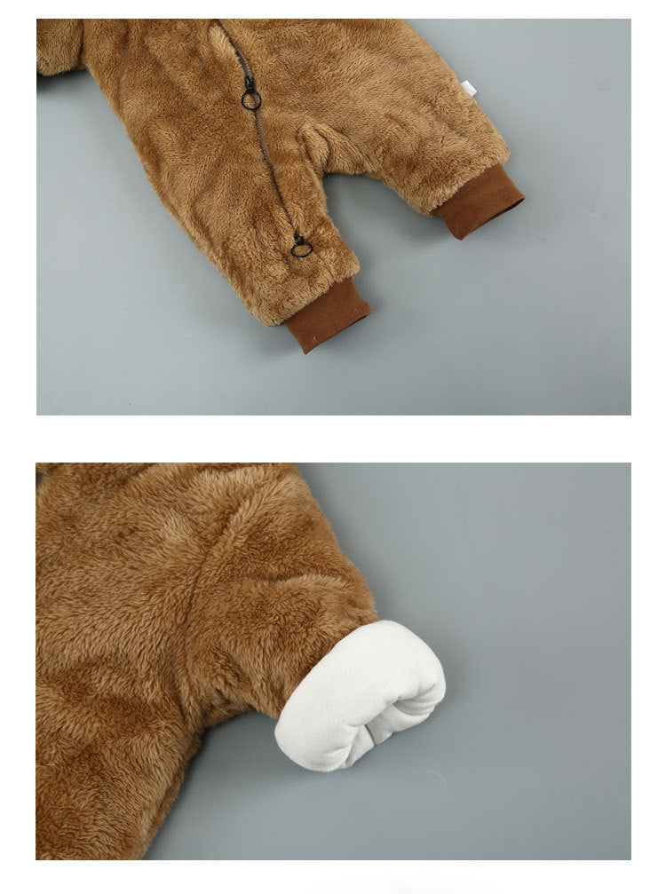 Arctic Velvet Bear Cotton Romper – Winter-Ready One-Piece for Infants