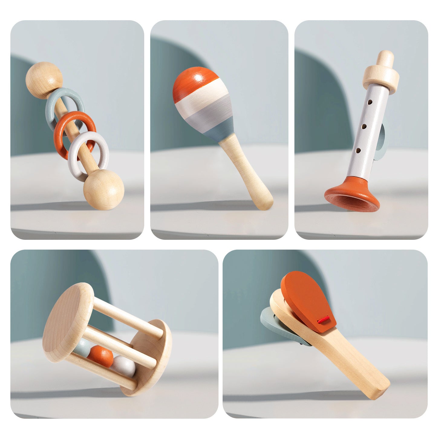 Wooden Treehole Music Set – 5-Piece Handbell Set for Sensory Development