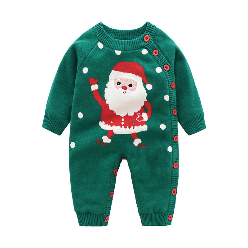 Christmas-Themed Cotton Baby Onesie – Adorable Korean Style for Holiday Cheer