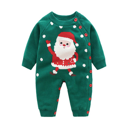 Christmas-Themed Cotton Baby Onesie – Adorable Korean Style for Holiday Cheer