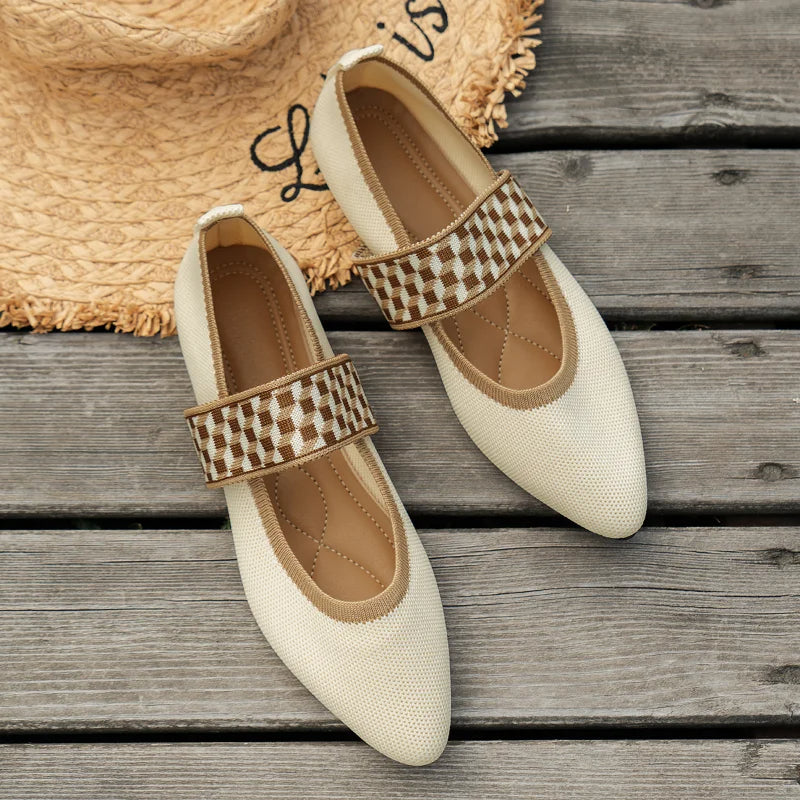 Elegant Low Heel Pointed Toe Women Flat Shoes