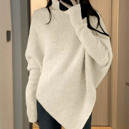 Oversized Mohair Knitted Long-Sleeved Pullover for Women – Grey Round Neck Loose Sweater Tops, Autumn 2025 High Street Jumpers