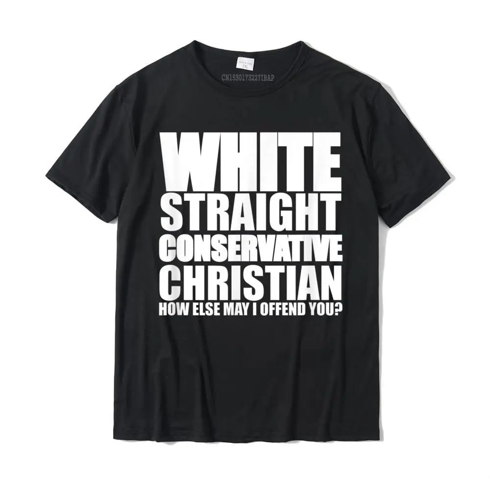White Straight Conservative Christian T-Shirt – Funny & Simple Style Cotton Tee for Men | Fashionable Family Top