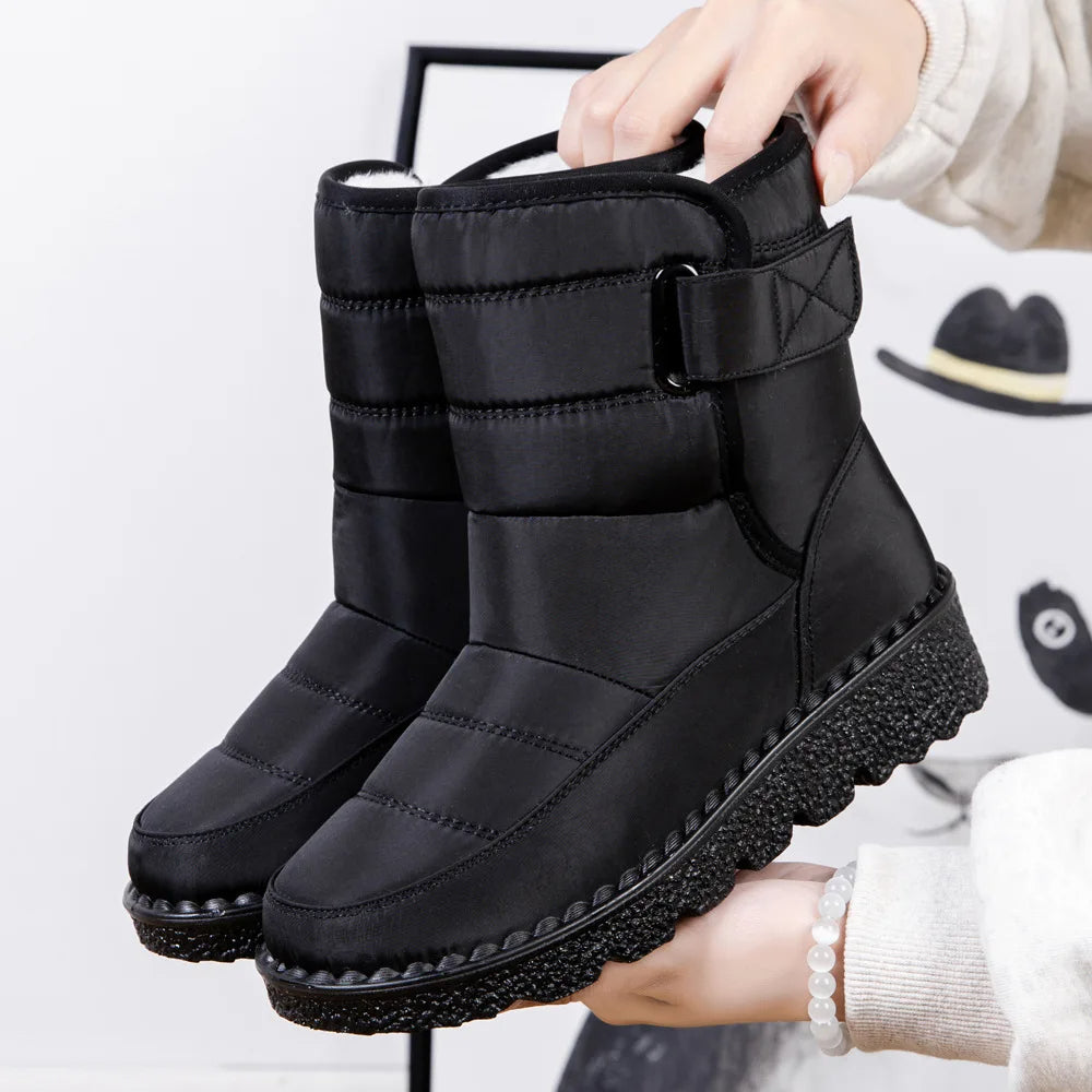 Women's Waterproof Winter Snow Boots – Non-Slip Warm Ankle Boots with Platform Sole & Cotton Padded Lining – Botas De Mujer