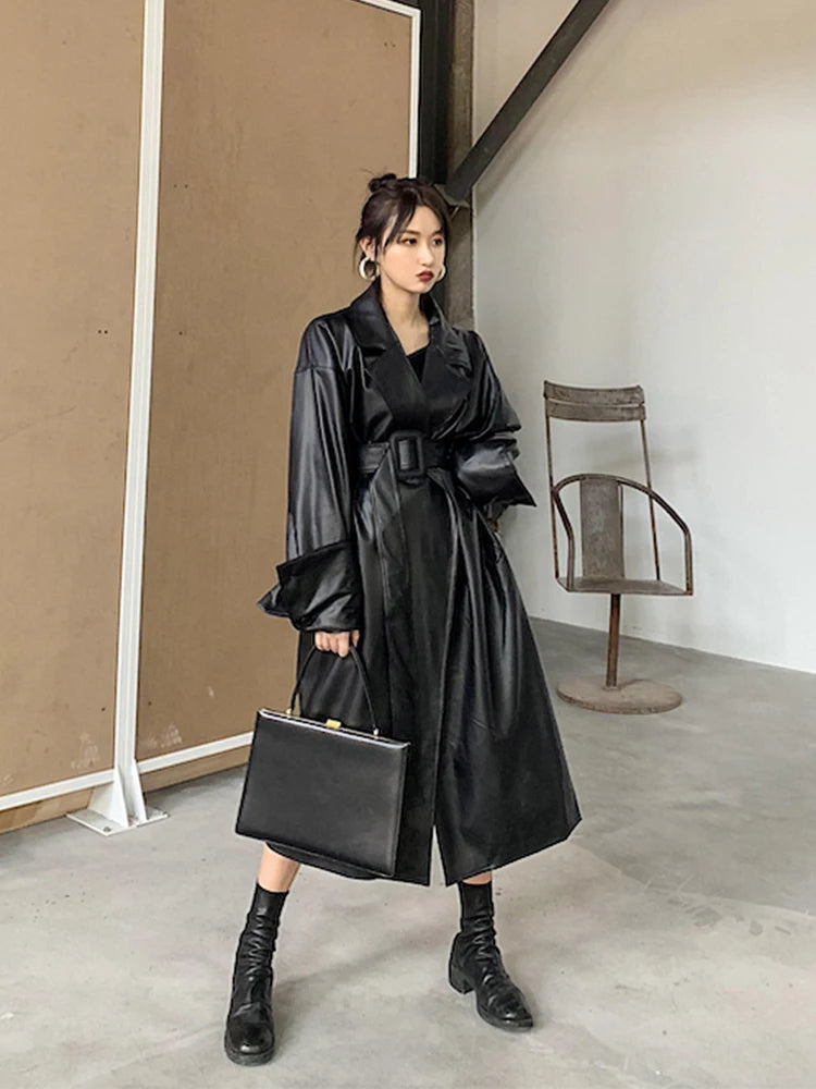 Stylish Long Oversized Leather Coats For Women